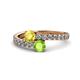 1 - Delise 5.00mm Round Yellow Sapphire and Peridot with Side Diamonds Bypass Ring 