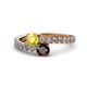 1 - Delise 5.00mm Round Yellow Sapphire and Red Garnet with Side Diamonds Bypass Ring 