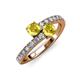 3 - Delise 5.00mm Round Yellow Sapphire with Side Diamonds Bypass Ring 