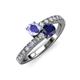 3 - Delise 5.00mm Round Tanzanite and Blue Sapphire with Side Diamonds Bypass Ring 