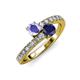 3 - Delise 5.00mm Round Tanzanite and Blue Sapphire with Side Diamonds Bypass Ring 