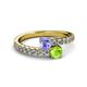 2 - Delise 5.00mm Round Tanzanite and Peridot with Side Diamonds Bypass Ring 