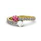 1 - Delise 5.00mm Round Pink Tourmaline and White Sapphire with Side Diamonds Bypass Ring 