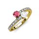 3 - Delise 5.00mm Round Pink Tourmaline and White Sapphire with Side Diamonds Bypass Ring 