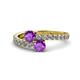 1 - Delise 5.00mm Round Amethyst with Side Diamonds Bypass Ring 