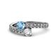 1 - Delise 5.00mm Round Blue Topaz and Diamond with Side Diamonds Bypass Ring 