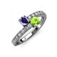 3 - Delise 5.00mm Round Iolite and Peridot with Side Diamonds Bypass Ring 