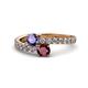 1 - Delise 5.00mm Round Iolite and Ruby with Side Diamonds Bypass Ring 