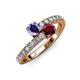 3 - Delise 5.00mm Round Iolite and Ruby with Side Diamonds Bypass Ring 