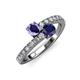 3 - Delise 5.00mm Round Iolite and Blue Sapphire with Side Diamonds Bypass Ring 