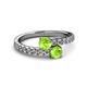 2 - Delise 5.00mm Round Peridot with Side Diamonds Bypass Ring 