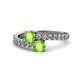 1 - Delise 5.00mm Round Peridot with Side Diamonds Bypass Ring 