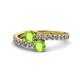 1 - Delise 5.00mm Round Peridot with Side Diamonds Bypass Ring 