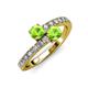 3 - Delise 5.00mm Round Peridot with Side Diamonds Bypass Ring 