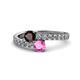 1 - Delise 5.00mm Round Red Garnet and Pink Sapphire with Side Diamonds Bypass Ring 