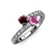 3 - Delise 5.00mm Round Red Garnet and Pink Sapphire with Side Diamonds Bypass Ring 