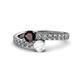 1 - Delise 5.00mm Round Red Garnet and White Sapphire with Side Diamonds Bypass Ring 
