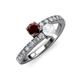 3 - Delise 5.00mm Round Red Garnet and White Sapphire with Side Diamonds Bypass Ring 