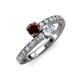 3 - Delise 5.00mm Round Red Garnet and Diamond with Side Diamonds Bypass Ring 