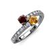 3 - Delise 5.00mm Round Red Garnet and Citrine with Side Diamonds Bypass Ring 