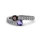 1 - Delise 5.00mm Round Red Garnet and Iolite with Side Diamonds Bypass Ring 