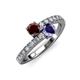 3 - Delise 5.00mm Round Red Garnet and Iolite with Side Diamonds Bypass Ring 