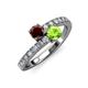 3 - Delise 5.00mm Round Red Garnet and Peridot with Side Diamonds Bypass Ring 