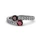 1 - Delise 5.00mm Round Red Garnet and Ruby with Side Diamonds Bypass Ring 