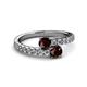 2 - Delise 5.00mm Round Red Garnet with Side Diamonds Bypass Ring 