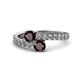 1 - Delise 5.00mm Round Red Garnet with Side Diamonds Bypass Ring 
