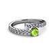 2 - Delise 5.00mm Round Diamond and Peridot with Side Diamonds Bypass Ring 