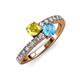 3 - Delise 5.00mm Round Yellow Sapphire and Blue Topaz with Side Diamonds Bypass Ring 