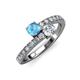 3 - Delise 5.00mm Round Blue Topaz and Diamond with Side Diamonds Bypass Ring 