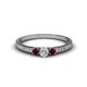 1 - Tresu Diamond and Red Garnet Three Stone Engagement Ring 