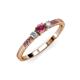 2 - Tresu Rhodolite Garnet and Diamond Three Stone Engagement Ring 