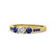 1 - Ayaka Diamond and Blue Sapphire Three Stone with Side Blue Sapphire Ring 