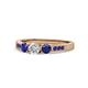 1 - Ayaka Diamond and Blue Sapphire Three Stone with Side Blue Sapphire Ring 