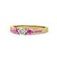 1 - Ayaka Diamond and Pink Sapphire Three Stone with Side Pink Sapphire Ring 