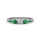 1 - Ayaka Diamond and Emerald Three Stone with Side Emerald Ring 