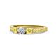 1 - Ayaka Diamond and Yellow Sapphire Three Stone with Side Yellow Sapphire Ring 