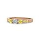 1 - Ayaka Diamond and Yellow Sapphire Three Stone with Side Yellow Sapphire Ring 