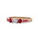 1 - Ayaka Diamond and Ruby Three Stone with Side Ruby Ring 