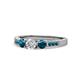 1 - Ayaka Blue and White Diamond Three Stone with Side Blue Diamond Ring 