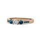 1 - Ayaka Blue and White Diamond Three Stone with Side Blue Diamond Ring 