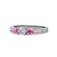 1 - Ayaka Diamond and Pink Sapphire Three Stone Engagement Ring 