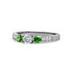1 - Ayaka Diamond and Green Garnet Three Stone Engagement Ring 