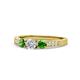 1 - Ayaka Diamond and Green Garnet Three Stone Engagement Ring 