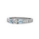 1 - Ayaka Diamond and Aquamarine Three Stone Engagement Ring 