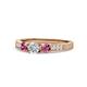 1 - Ayaka Diamond and Pink Tourmaline Three Stone Engagement Ring 