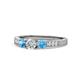 1 - Ayaka Diamond and Blue Topaz Three Stone Engagement Ring 